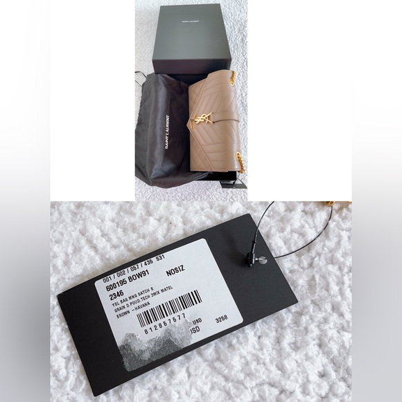 Saint Laurent YSL Small Envelope Quilted Matelassé Chain Leather Shoulder Bag - Picture 16 of 16